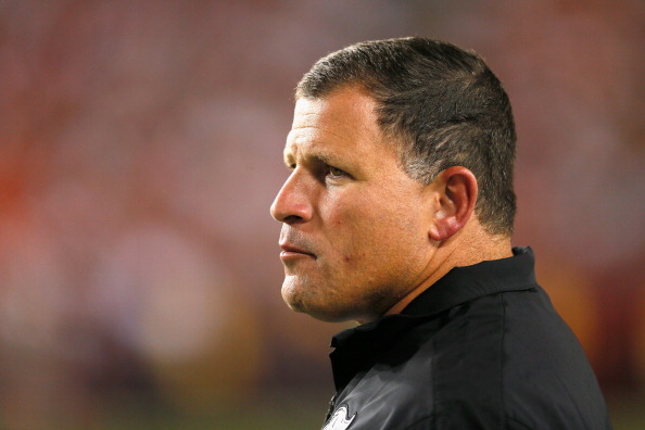LANDOVER, MD - AUGUST 29: Head coach Greg Schiano of the Tampa Bay Buccaneers looks on from the sidelines against the Washington Redskins at FedExField on August 29, 2012 in Landover, Maryland. (Photo by Rob Carr/Getty Images)
