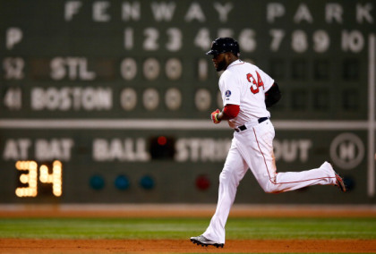 BOSTON, MA - OCTOBER 24:  David Ortiz #34 of the Boston Red Sox rounds the bases after hitting a two run home run in the sixth inning against the St. Louis Cardinals during Game Two of the 2013 World Series at Fenway Park on October 24, 2013 in Boston, Massachusetts.  