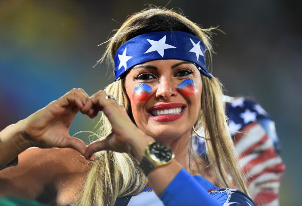 A fan of the the United States poses during the 2014 FIFA World Cup Brazil Group G match between Ghana and  the United States (credit: Jamie McDonald/Getty Images)